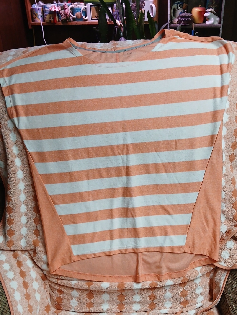 bcg Women's Peach and Cream Striped Short-Sleeve Tee